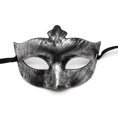 Anevous 1 Stück Venezianische Maske Herren Damen, Party Maskerade Masken Venezianischen Mask Vintage Augenmaske für Halloween Kostüm Cosplay Abschlussball Karneval, Zubehör,Silber A von Anevous