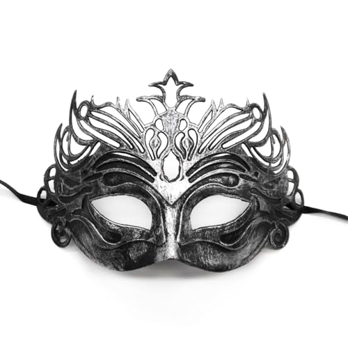 Anevous 1 Stück Venezianische Maske Herren Damen, Party Maskerade Masken Venezianischen Mask Vintage Augenmaske für Halloween Kostüm Cosplay Abschlussball Karneval, Zubehör,Silber B von Anevous