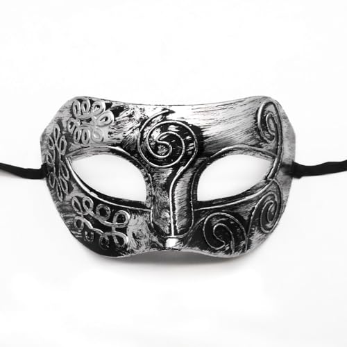 Anevous 1 Stück Venezianische Maske Herren Damen, Party Maskerade Masken Venezianischen Mask Vintage Augenmaske für Halloween Kostüm Cosplay Abschlussball Karneval, Zubehör,Silber C von Anevous