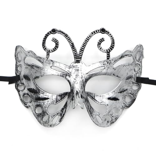 Anevous 1 Stück Venezianische Maske Herren Damen, Party Maskerade Masken Venezianischen Mask Vintage Augenmaske für Halloween Kostüm Cosplay Abschlussball Karneval, Zubehör,Silber E von Anevous