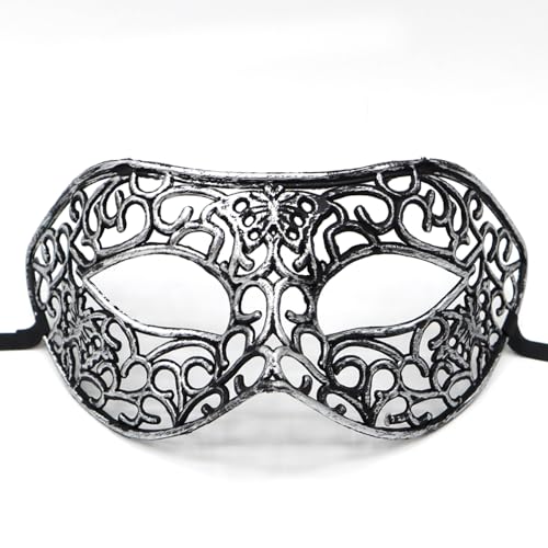 Anevous 1 Stück Venezianische Maske Herren Damen, Party Maskerade Masken Venezianischen Mask Vintage Augenmaske für Halloween Kostüm Cosplay Abschlussball Karneval, Zubehör,Silber J von Anevous