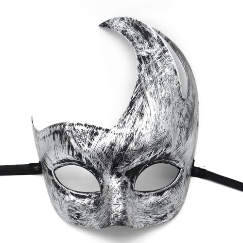 Anevous 1 Stück Venezianische Maske Herren Damen, Party Maskerade Masken Venezianischen Mask Vintage Augenmaske für Halloween Kostüm Cosplay Abschlussball Karneval, Zubehör,Silber L von Anevous