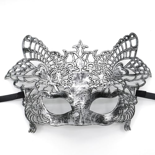 Anevous 1 Stück Venezianische Maske Herren Damen, Party Maskerade Masken Venezianischen Mask Vintage Augenmaske für Halloween Kostüm Cosplay Abschlussball Karneval, Zubehör,Silber N von Anevous