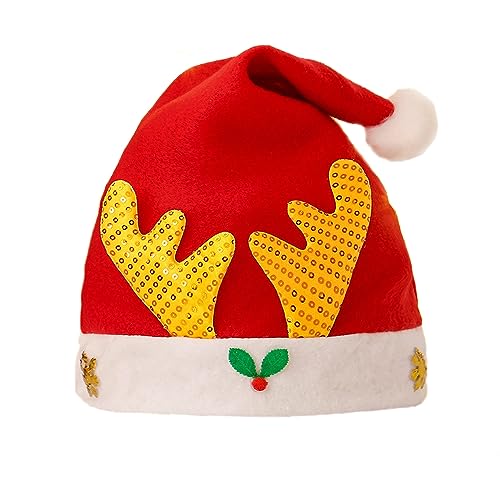 Anevous Weihnachtsmütze für Erwachsene und Kinder, Rote Santa Hat Nikolausmütze Mütze Cartoon Weihnachten Mütze für Weihnacht Partys Weihnachtsdekoration, Unisex,Stil A von Anevous