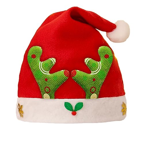 Anevous Weihnachtsmütze für Erwachsene und Kinder, Rote Santa Hat Nikolausmütze Mütze Cartoon Weihnachten Mütze für Weihnacht Partys Weihnachtsdekoration, Unisex,Stil C von Anevous