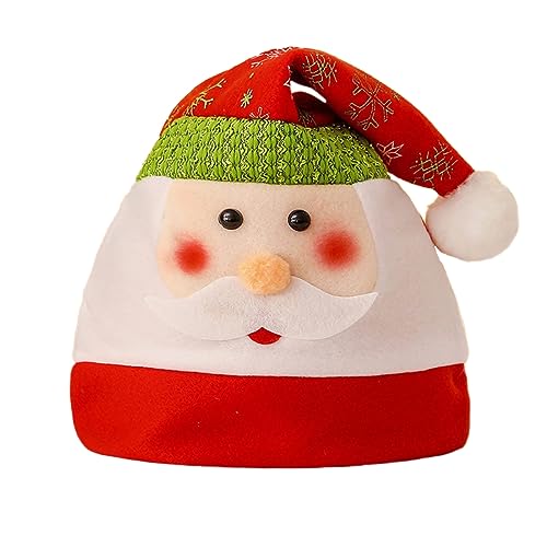 Anevous Weihnachtsmütze für Erwachsene und Kinder, Rote Santa Hat Nikolausmütze Mütze Cartoon Weihnachten Mütze für Weihnacht Partys Weihnachtsdekoration, Unisex,Stil D von Anevous