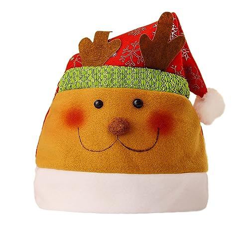 Anevous Weihnachtsmütze für Erwachsene und Kinder, Rote Santa Hat Nikolausmütze Mütze Cartoon Weihnachten Mütze für Weihnacht Partys Weihnachtsdekoration, Unisex,Stil E von Anevous