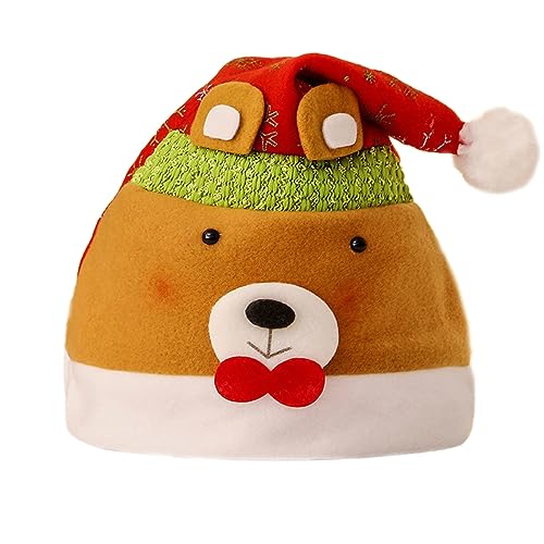 Anevous Weihnachtsmütze für Erwachsene und Kinder, Rote Santa Hat Nikolausmütze Mütze Cartoon Weihnachten Mütze für Weihnacht Partys Weihnachtsdekoration, Unisex,Stil G von Anevous