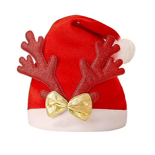 Anevous Weihnachtsmütze für Erwachsene und Kinder, Rote Santa Hat Nikolausmütze Mütze Cartoon Weihnachten Mütze für Weihnacht Partys Weihnachtsdekoration, Unisex,Stil J von Anevous