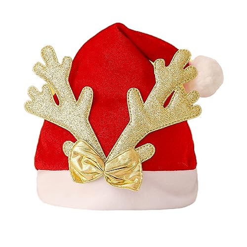 Anevous Weihnachtsmütze für Erwachsene und Kinder, Rote Santa Hat Nikolausmütze Mütze Cartoon Weihnachten Mütze für Weihnacht Partys Weihnachtsdekoration, Unisex,Stil L von Anevous