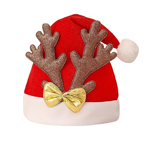 Anevous Weihnachtsmütze für Erwachsene und Kinder, Rote Santa Hat Nikolausmütze Mütze Cartoon Weihnachten Mütze für Weihnacht Partys Weihnachtsdekoration, Unisex,Stil M von Anevous