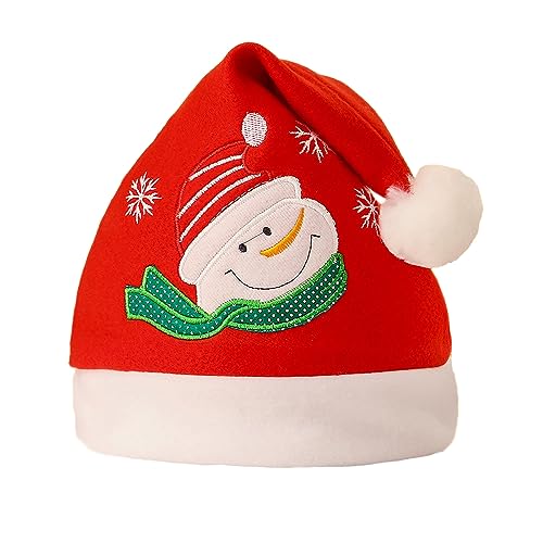 Anevous Weihnachtsmütze für Erwachsene und Kinder, Rote Santa Hat Nikolausmütze Mütze Cartoon Weihnachten Mütze für Weihnacht Partys Weihnachtsdekoration, Unisex,Stil O von Anevous