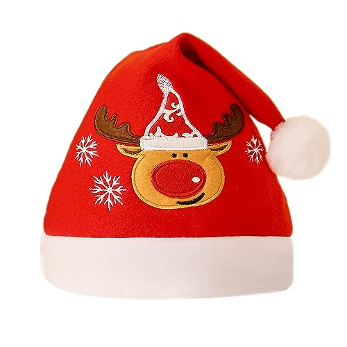 Anevous Weihnachtsmütze für Erwachsene und Kinder, Rote Santa Hat Nikolausmütze Mütze Cartoon Weihnachten Mütze für Weihnacht Partys Weihnachtsdekoration, Unisex,Stil P von Anevous