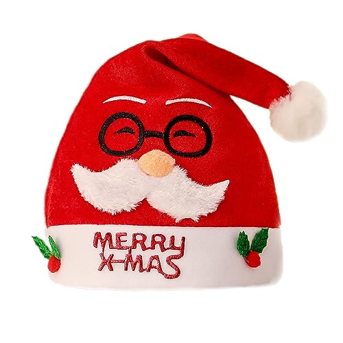 Anevous Weihnachtsmütze für Erwachsene und Kinder, Rote Santa Hat Nikolausmütze Mütze Cartoon Weihnachten Mütze für Weihnacht Partys Weihnachtsdekoration, Unisex,Stil Q von Anevous