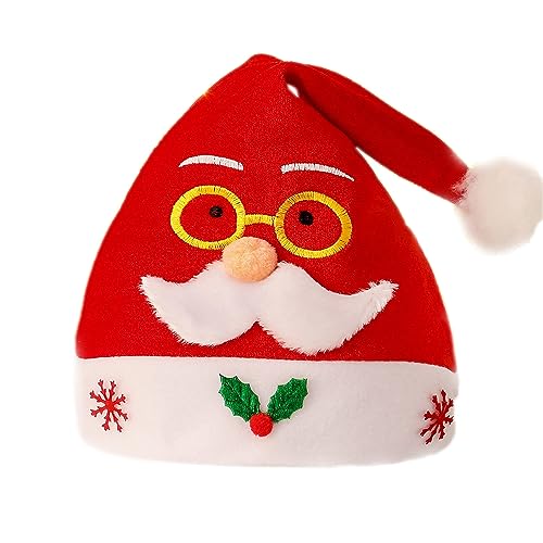 Anevous Weihnachtsmütze für Erwachsene und Kinder, Rote Santa Hat Nikolausmütze Mütze Cartoon Weihnachten Mütze für Weihnacht Partys Weihnachtsdekoration, Unisex,Stil R von Anevous