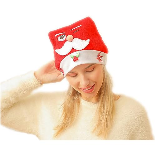 Anevous Weihnachtsmütze für Erwachsene und Kinder, Rote Santa Hat Nikolausmütze Mütze Cartoon Weihnachten Mütze für Weihnacht Partys Weihnachtsdekoration, Unisex,Stil S von Anevous