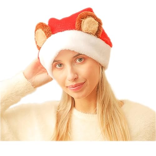 Anevous Weihnachtsmütze für Erwachsene und Kinder, Rote Santa Hat Nikolausmütze Mütze Cartoon Weihnachten Mütze für Weihnacht Partys Weihnachtsdekoration, Unisex,Stil W von Anevous