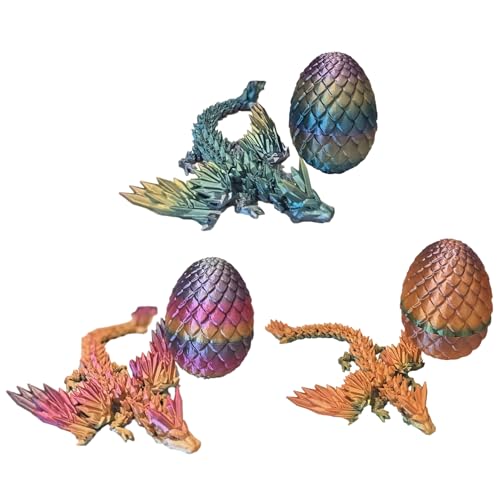 Angaekkot 3D Gedrucktes Drachenei Mit Drache - Kristalldrache Mit Drachenei - Geheimnisvolle Drachen Spielzeug Im Ei - 3D Gedruckter Beweglicher Drachen Spielzeug Ostern Geschenke Kinder (3 Stück A) von Angaekkot