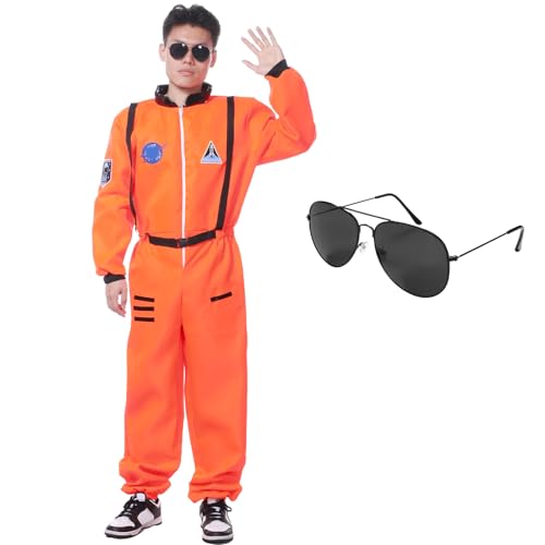 Angenster Astronaut Kostüm Herren Damen, Space Kostüm Rollenspiel Faschingskostüme Damen Astronaut, Astronauten Kostüm für Halloween Cosplay Karneval Fasching für Erwachsene (Orange, L) von Angenster