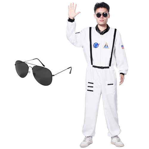 Angenster Astronaut Kostüm Herren Damen, Space Kostüm Rollenspiel Faschingskostüme Damen Astronaut, Astronauten Kostüm für Halloween Cosplay Karneval Fasching für Erwachsene (Weiß, L) von Angenster