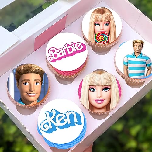 24 x vorgeschnittene Barbie 3 essbare aufstellbare Oblaten-/Reispapier-Cupcake-Topper, Geburtstagsparty, Ken-Dekorationen (Barbie 3) von Anglesit