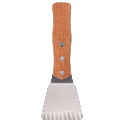 Angoily Griddle Scraper Mit Holzgriff Edelstahl Spachtel Für Koch Und Tapetenablösungen Werkzeug Für Vinyl Und Film Ideal Zum Ablösen Von Raufasertapeten Und Zum Kochen von Angoily