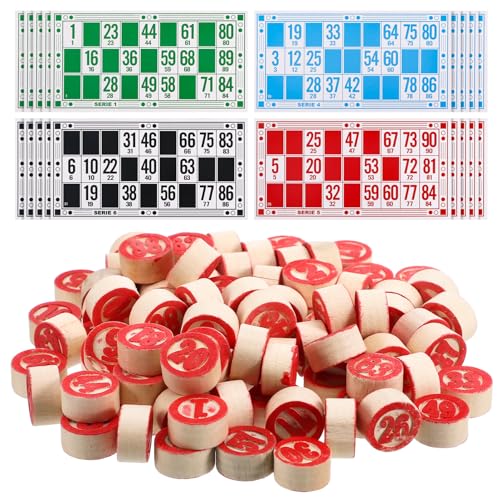 Angoily Russisches Lottospiel Russian Bingo Game Set Brettspiele Bingo -Karten -Set Russisches Bingo -Brettspiel Set Von Holzfässern Karten Bingo Game Chips Für Familien Erwachsene von Angoily