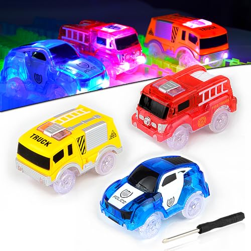 Track Cars, 3 Pack Race Cars Autorennbahn Spielzeug Auto, 5 LED Blinklichtern Magic Toys, Childs Geschenke by AniSqui von AniSqui