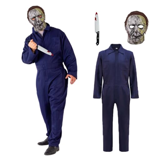 Aniepaa Halloween Kostüm Herren, Michael Myers Kostüm mit Overall Herren und Michael Myers Maske und Michael Myers Messer für Erwachsene Fasching, Karneval, Halloween Cosplay Events(2XL) von Aniepaa