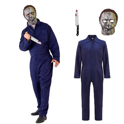 Aniepaa Halloween Kostüm Herren, Michael Myers Kostüm mit Overall Herren und Michael Myers Maske und Michael Myers Messer für Erwachsene Fasching, Karneval, Halloween Cosplay Events(2XL) von Aniepaa