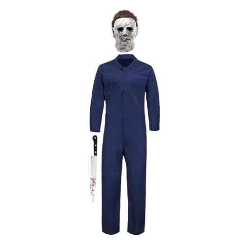 Aniepaa Michael Myers Kostüm, Faschingskostüme Männer Erwachsene, Karneval Kostüm Herren mit Overall Herren und Michael Myers Maske und Michael Myers Messer für Fasching Karneval Cosplay Events (L) von Aniepaa