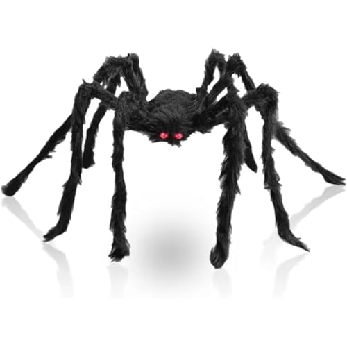 Aniepaa Halloween Deko Outdoor, Halloween Spinne mit 70 Lila LEDs Lichterkette, Halloween Deko Outdoor Spinnen, Spinne Halloween Groß 150cm von Aniepaa