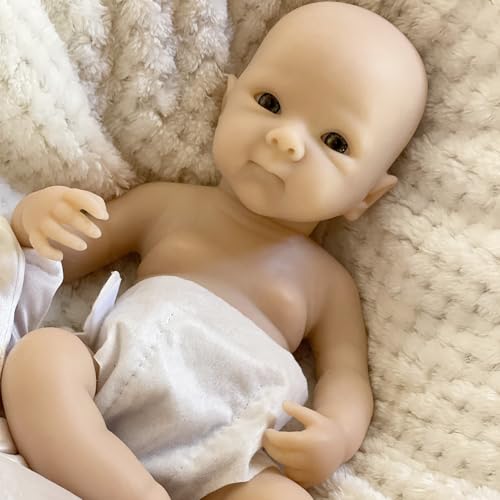 Aniiyy 33 cm große Babypuppe aus Silikon, realistisch, unlackiert, für Mädchen, offene Augen, kahle beweglich von Aniiyy