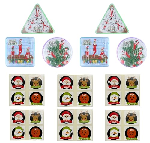 Anila's Mini-Puzzle-Labyrinth mit Stickerbögen, Weihnachtsgeschenk, Weihnachtsstrumpffüller, Glücksdip-Preise & Weihnachtsabend-Boxen. 6 Elfinen-Puzzle-Labyrinthe, mit Aufkleberbögen von Anila's