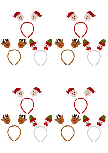 Anilas Complete Christmas Themed 10 Party Bags Fillers & Favors - 12 Assorted Christmas Head Bopper Headbands - Santa, Rentier & Snowman (Ideal for Children Aged 3-8) von Anila's