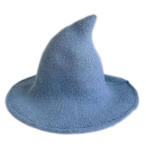 Aniler Herren und Damen Halloween Hexenhut Wolle Strickmütze für Party Maskerade Cosplay Kostüm Zubehör Täglich (Hellblau) von Aniler