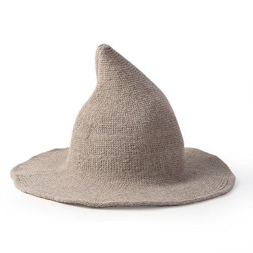 Aniler Herren und Damen Halloween Hexenhut Wolle Strickmütze für Party Maskerade Cosplay Kostüm Zubehör Täglich (Hellkhaki) von Aniler