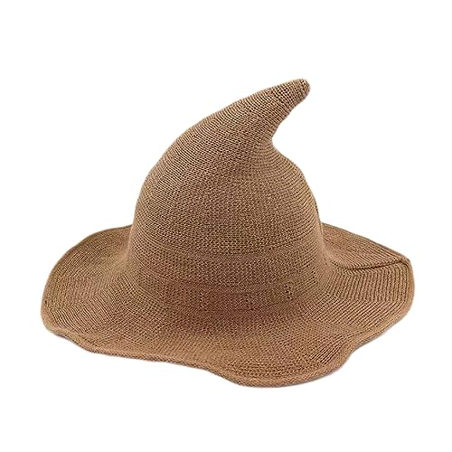 Aniler Herren und Damen Halloween Hexenhut Wolle Strickmütze für Party Maskerade Cosplay Kostüm Zubehör Täglich (Khaki) von Aniler