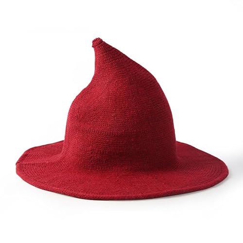 Aniler Herren und Damen Halloween Hexenhut Wolle Strickmütze für Party Maskerade Cosplay Kostüm Zubehör Täglich (Rot) von Aniler