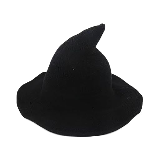 Aniler Herren und Damen Halloween Hexenhut Wolle Strickmütze für Party Maskerade Cosplay Kostüm Zubehör Täglich (Schwarz) von Aniler