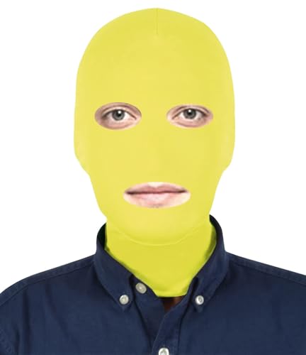 Aniler Herren und Damen Offene Augen und Mund Vollabdeckung Dehnbare Maske Halloween Teil Cosplay Zentai Maske (Gelb, Einheitsgröße) von Aniler