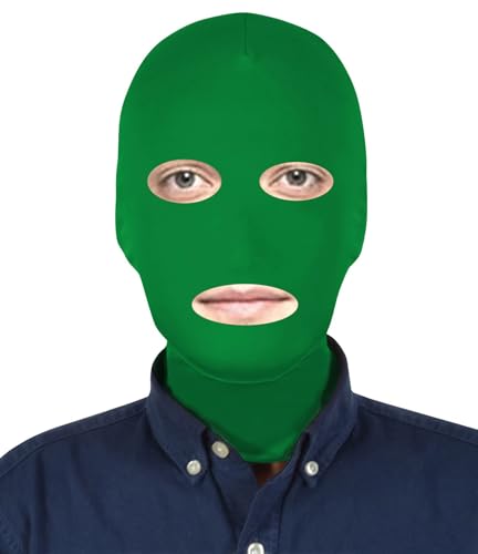 Aniler Herren und Damen Offene Augen und Mund Vollabdeckung Dehnbare Maske Halloween Teil Cosplay Zentai Maske (Grün, Einheitsgröße) von Aniler