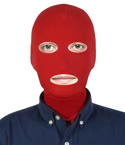 Aniler Herren und Damen Offene Augen und Mund Vollabdeckung Dehnbare Maske Halloween Teil Cosplay Zentai Maske (Rot, Einheitsgröße) von Aniler