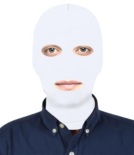 Aniler Herren und Damen Offene Augen und Mund Vollabdeckung Dehnbare Maske Halloween Teil Cosplay Zentai Maske (Weiß, Einheitsgröße) von Aniler