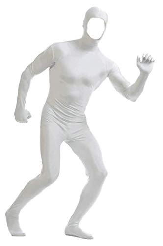 Aniler Herren und Damen Spandex Open Face Full Body Zentai Kostüm Bodysuit (L, Weiß) von Aniler