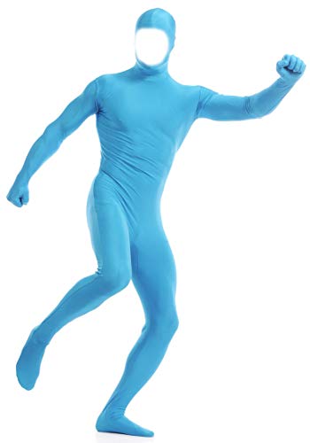 Aniler Herren und Damen Spandex Open Face Ganzkörperanzug Zentai Kostüm Bodysuit (X-Large, Hellblau) von Aniler