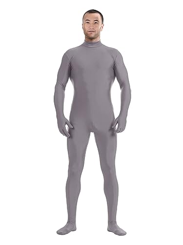 Aniler Herren und Damen Spandex Zentai Anzug Erwachsene Ohne Kapuze Ganzkörperkostüm Stretch Bodysuit (S, Grau) von Aniler