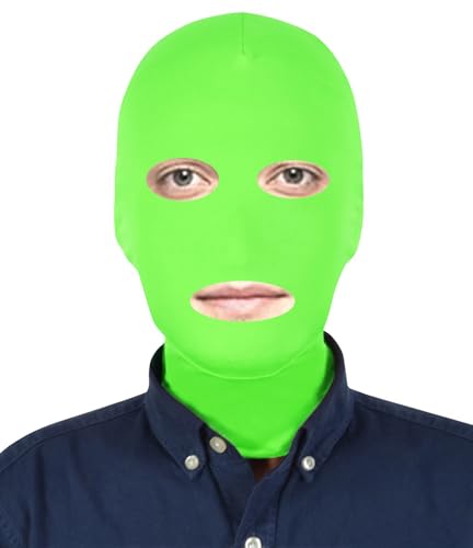 Aniler Maske für Herren und Damen, offene Augen und Mund, volle Abdeckung, dehnbar, Halloween-Teil, Cosplay, Zentai-Maske, Limettengrün, Einheitsgröße von Aniler