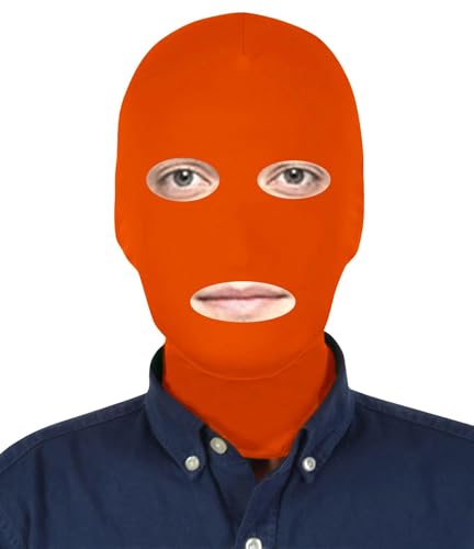 Aniler Maske für Herren und Damen, offene Augen und Mund, volle Abdeckung, dehnbar, Halloween-Teil, Cosplay, Zentai-Maske (Orange, Einheitsgröße) von Aniler