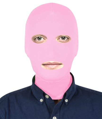 Aniler Maske für Herren und Damen, offene Augen und Mund, volle Abdeckung, dehnbar, Halloween-Teil, Cosplay, Zentai-Maske (Rosa, Einheitsgröße) von Aniler